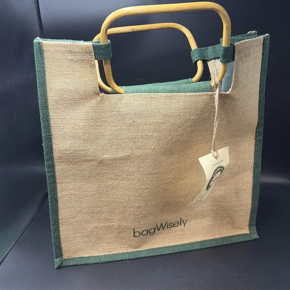 Piggly Wiggly PIG Head Burlap Nylon Handles Reuseable Packable Bag Grocery Store